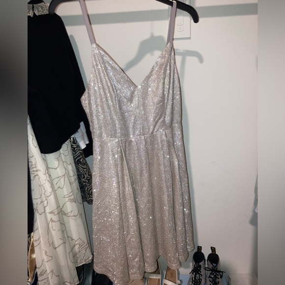 Lulus Silver Sparkly Sleeveless Mini Dress - Picture 1 of 4